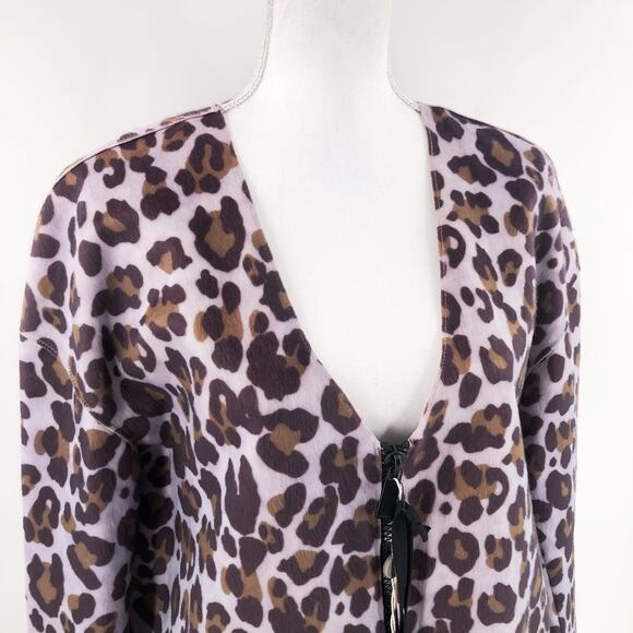PINKO Italy Leopard Print Coat V Neck Purple Pink Sz Italy 46 US 10 NWT $400 - Picture 4 of 10